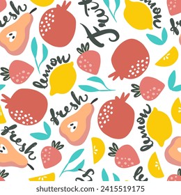 Seamless pattern with fruits .  Background for textile, fabric, stationery, clothes, accessories and other designs.