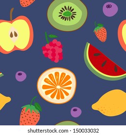Seamless pattern with fruits and berries