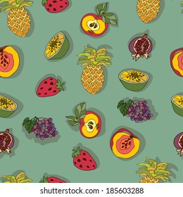 seamless pattern with fruits and berries