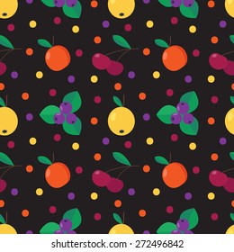 Seamless pattern with fruits and berries 