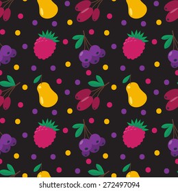 Seamless pattern with fruits and berries 