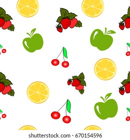 Seamless pattern with fruits and berries