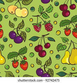 Seamless pattern of fruits and berries