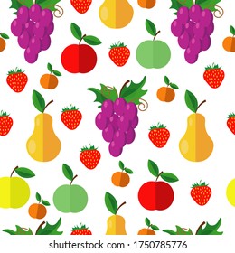 Seamless pattern of fruits and berries. Vector illustration on the theme of food.