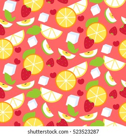 Seamless pattern with fruits and berries. Vector illustration