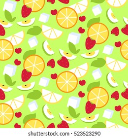 Seamless pattern with fruits and berries. Vector illustration