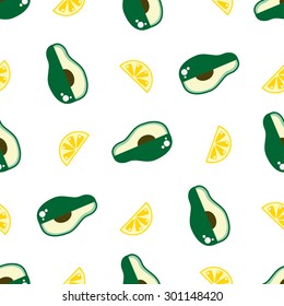Seamless pattern with fruits. Bright design into flat style with vitamins and minerals. Fresh organic food for a healthy lifestyle. vector