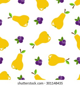 Seamless pattern with fruits. Bright design into flat style with vitamins and minerals. Fresh organic food for a healthy lifestyle. vector