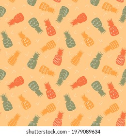 
Seamless pattern with fruits. Bright summer background with pineapple