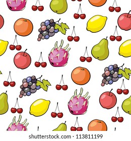 Seamless pattern with fruits and cherries