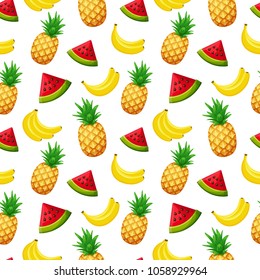 Seamless pattern with fruits. Colorful vector illustration.