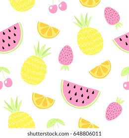 Patrón sin inconvenientes con frutas. Un bonito fondo de verano. Ilustración del vector