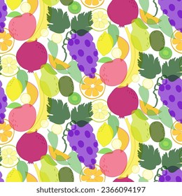 Patrón inmaculado con frutas con acuarelas. Fondo decorativo luminoso.	