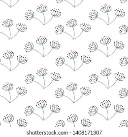 Seamless pattern with fruits and flowers. Vector.