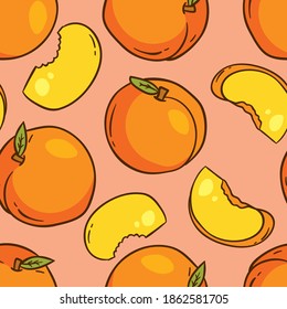 Seamless pattern with fruits. Seamless fruit pattern. Vector seamless peach pattern. Vector peaches pattern.