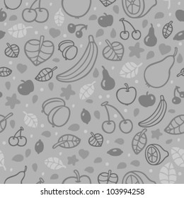 Seamless pattern with fruits - grey