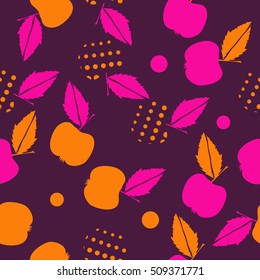 Seamless  pattern of fruits, halftone.