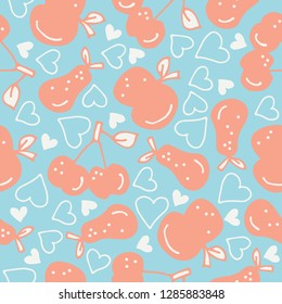 Seamless pattern with fruits. Hand drawn style. Design element for wrapping paper, wallpaper and fabric.