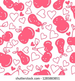 Seamless pattern with fruits. Hand drawn style. Design element for wrapping paper, wallpaper and fabric.