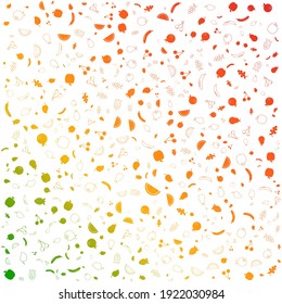Seamless Pattern With FRUITS ICON Stock Vector, in gradient color and white background with mini doodle (icon). Vector Illustration