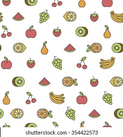 seamless pattern with fruits icons. on white background