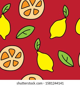 seamless pattern with fruits and leaves