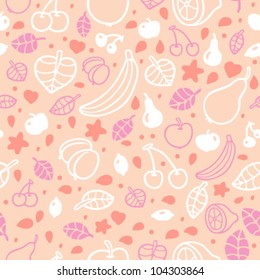 Seamless pattern with fruits - light pink