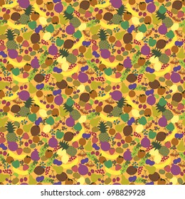 Seamless Pattern Fruits Nice Bright Color, Vector