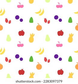 Seamless pattern with fruits on a white background