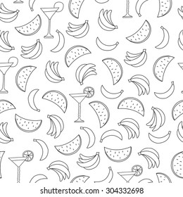 Seamless pattern with fruits on white background. Can be used for wallpaper, pattern fills, greeting cards, webpage backgrounds, wrapping paper, scrap booking and fabric. Vector illustration. EPS 10.