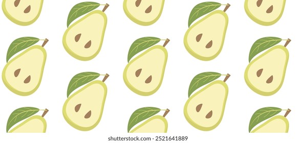 Seamless pattern fruits pear on a white background.