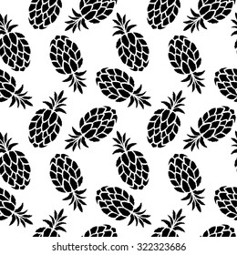 Seamless pattern with fruits pineapples. Colorful repeating background. Cloth design. Wallpaper, wrapping