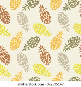 Seamless pattern with fruits pineapples. Colorful repeating background. Cloth design. Wallpaper, wrapping