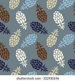 Seamless pattern with fruits pineapples. Colorful repeating background. Cloth design. Wallpaper, wrapping