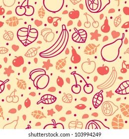 Seamless pattern with fruits - pink and yellow
