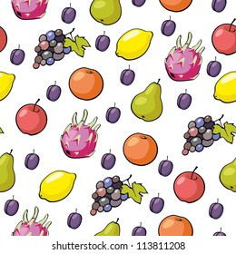 Seamless pattern with fruits and plums