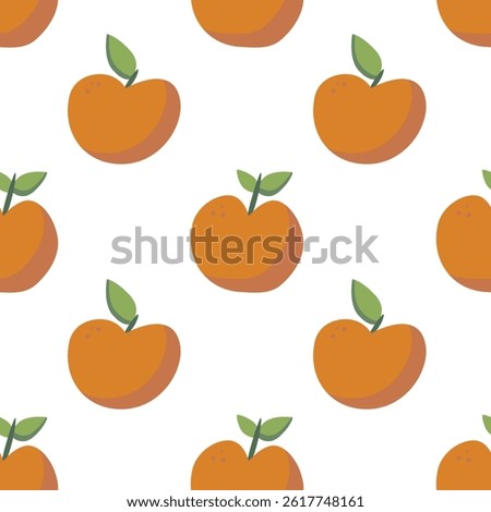 Seamless pattern with fruits in simple cartoon style, apples in geometric sequence on white background. For textile design, wallpaper, holiday wrapping paper, store advertising, kitchen fabric.Vector 