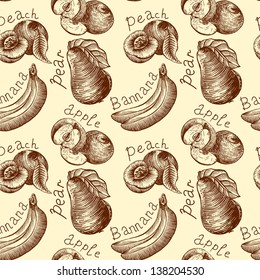 seamless pattern of fruits sketch