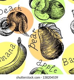 seamless pattern of fruits sketch