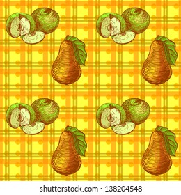 seamless pattern of fruits sketch