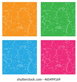 Seamless pattern with fruits such as pear, apple. cherries, plums and grapes. Vector illustration