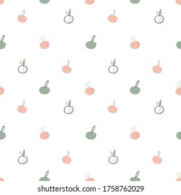 Seamless pattern with fruits: summer vibes. Creative  texture for fabric, wrapping, textile, wallpaper, apparel. Vector illustration.