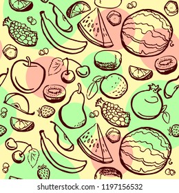 Seamless pattern with fruits vector