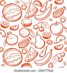 Seamless pattern with fruits vector