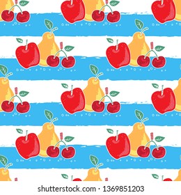 Seamless pattern with fruits. Vector illustration. Design element for wallpaper, fabric or wrapping paper.