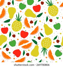 Seamless pattern with fruits. Vector illustration.
