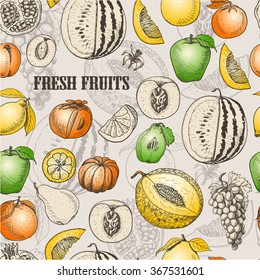 Seamless pattern with fruits. Vector  illustration for your design
