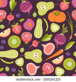 seamless pattern with fruits and vegetables