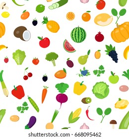 Seamless pattern fruits and vegetables.