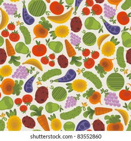 Seamless pattern with fruits and vegetables.